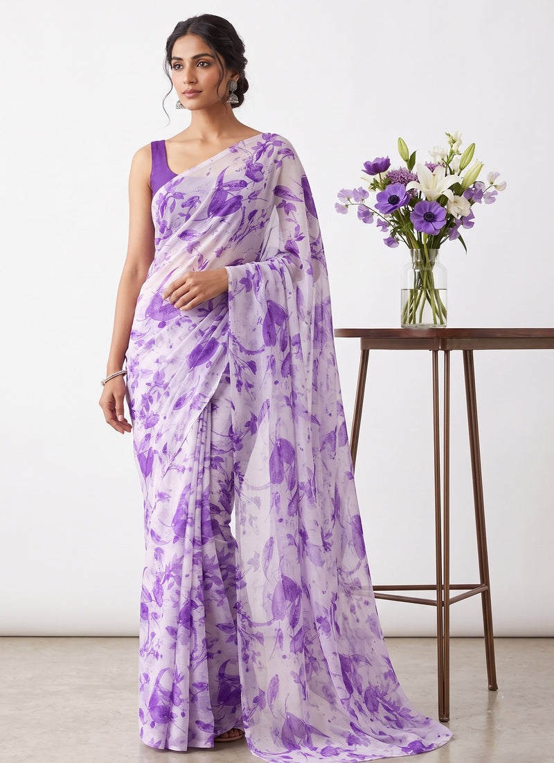 Latest Beautiful Garden Vareli Nara Chiffon Saree without Blouse