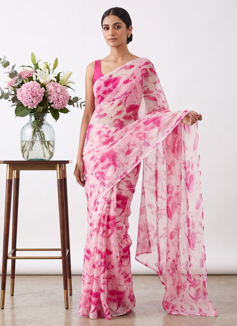 Latest Beautiful Garden Vareli Nara Chiffon Saree without Blouse