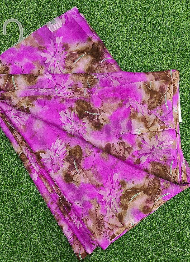 Latest Beautiful Garden Vareli Nara Chiffon Saree without Blouse