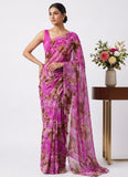 Latest Beautiful Garden Vareli Nara Chiffon Saree without Blouse
