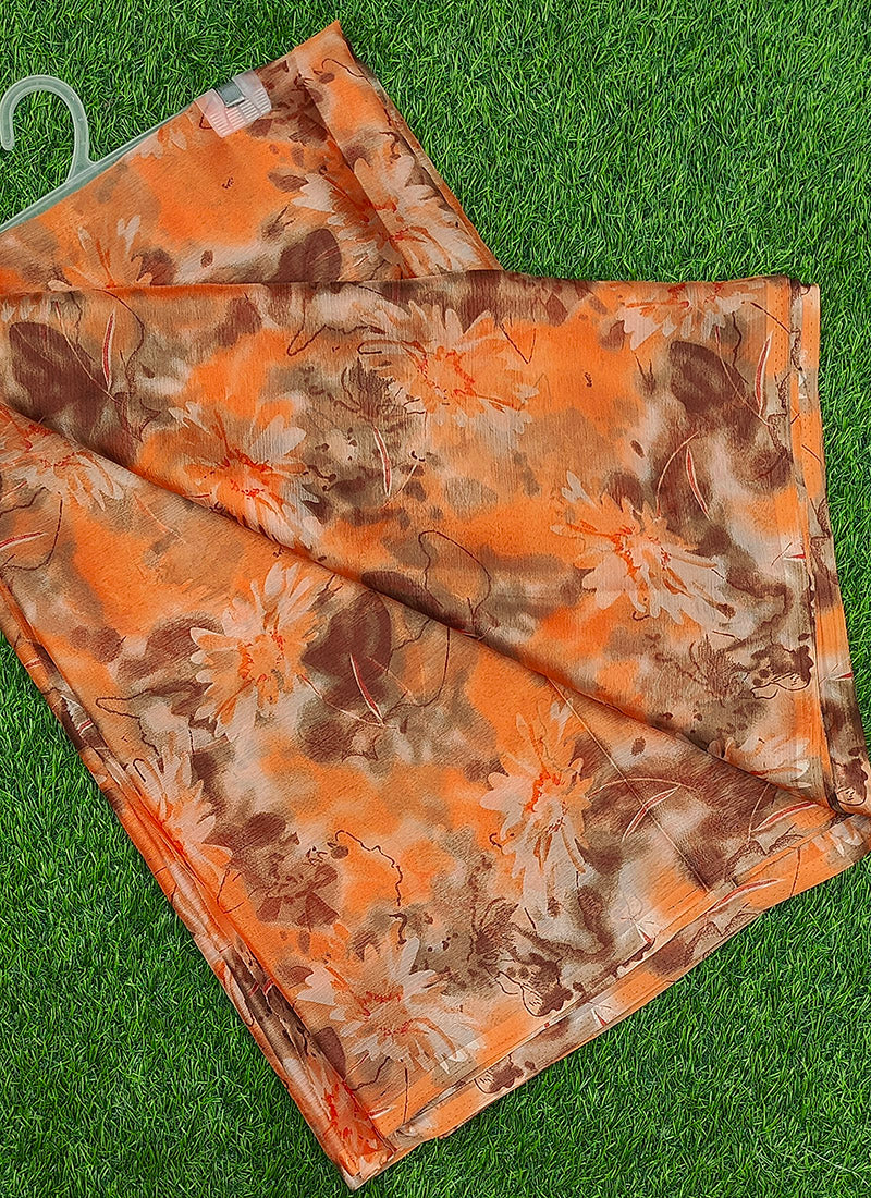Latest Beautiful Garden Vareli Nara Chiffon Saree without Blouse