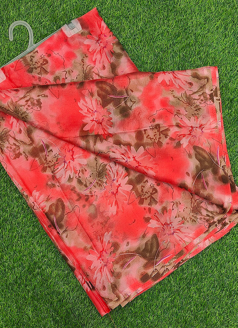 Latest Beautiful Garden Vareli Nara Chiffon Saree without Blouse