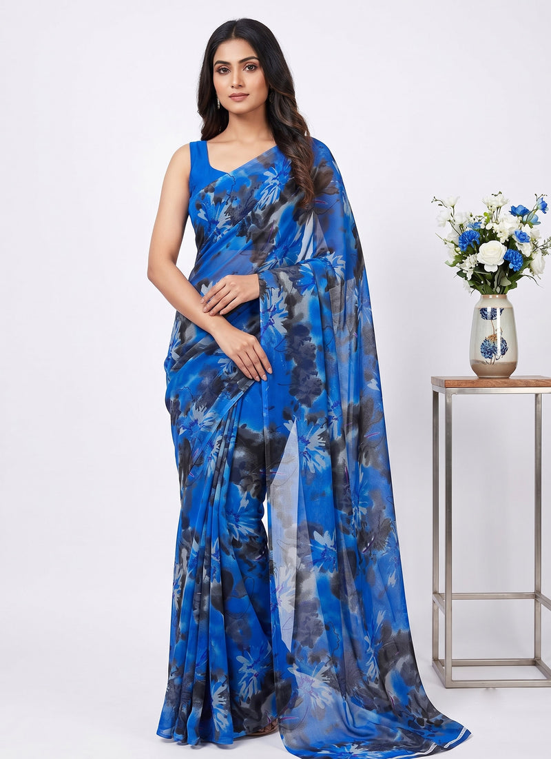 Latest Beautiful Garden Vareli Nara Chiffon Saree without Blouse