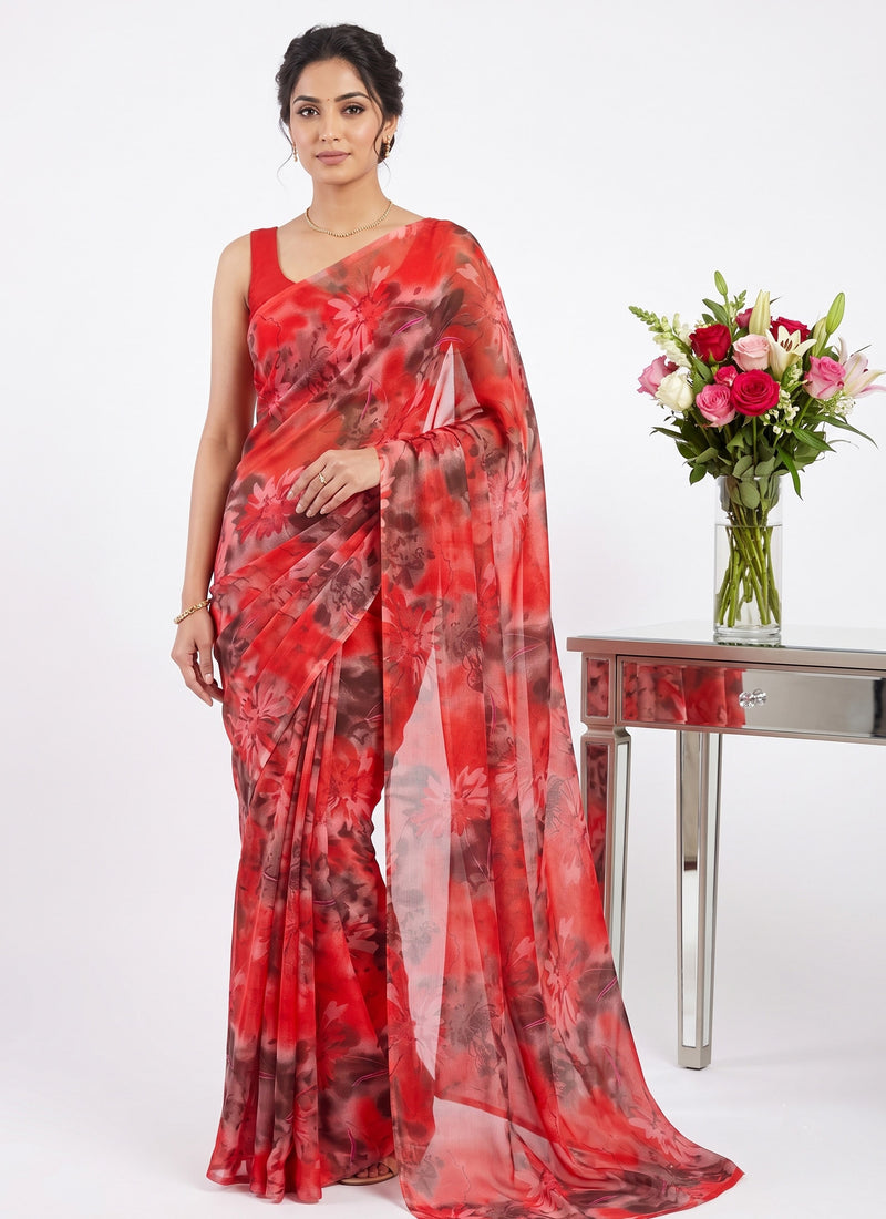 Latest Beautiful Garden Vareli Nara Chiffon Saree without Blouse