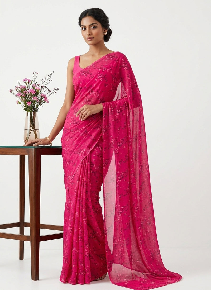 Latest Beautiful Garden Vareli Nara Chiffon Saree without Blouse