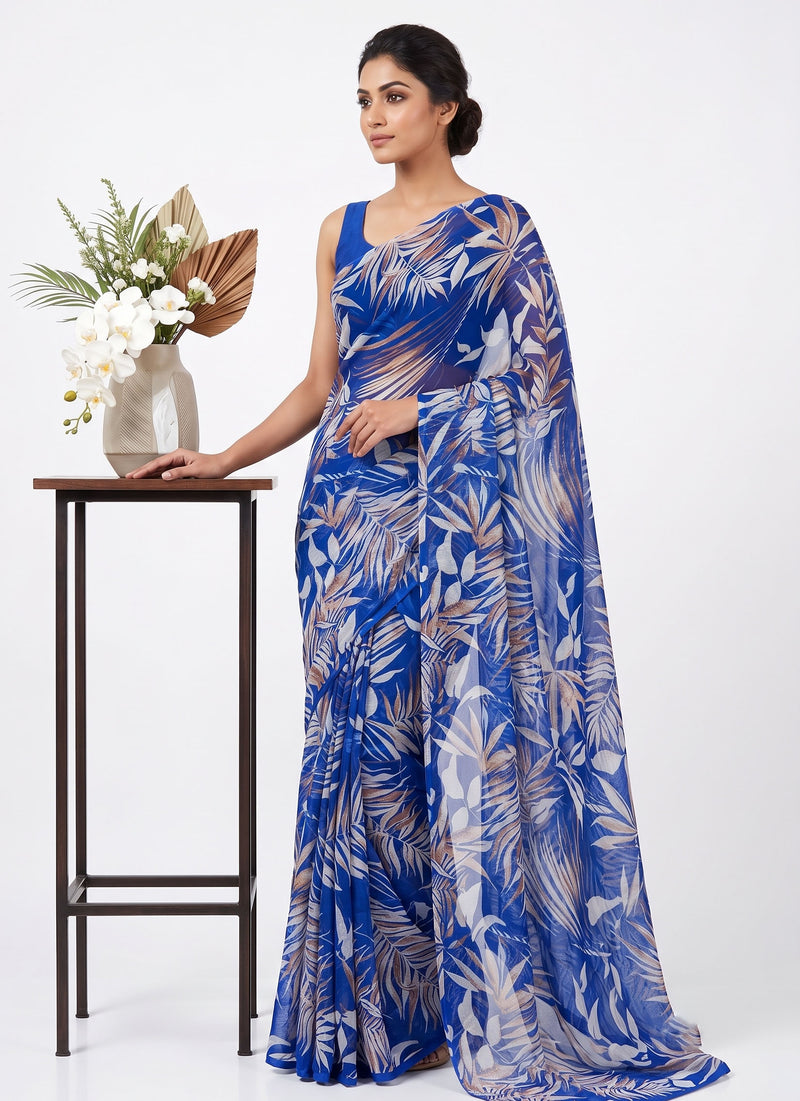 Latest Beautiful Garden Vareli Nara Chiffon Saree without Blouse