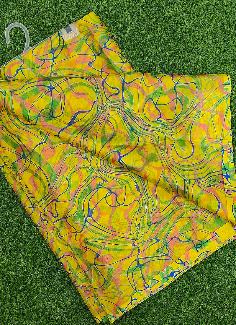 Latest Beautiful Garden Vareli Nara Chiffon Saree without Blouse