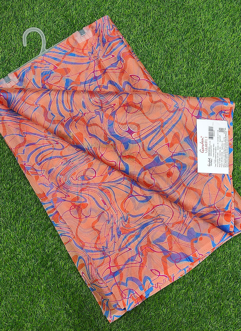 Latest Beautiful Garden Vareli Nara Chiffon Saree without Blouse