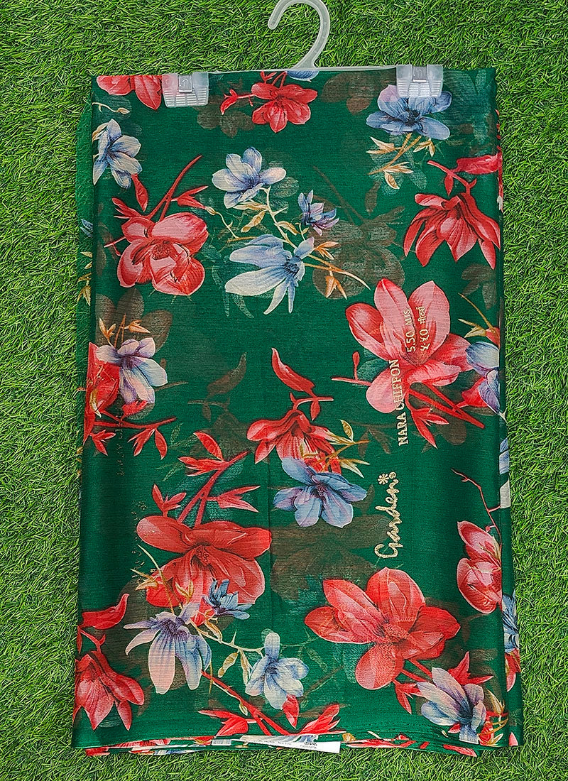 Latest Beautiful Garden Vareli Nara Chiffon Saree without Blouse