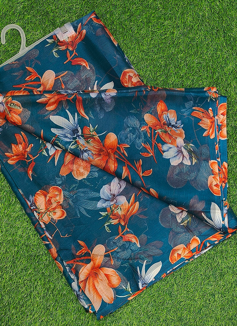 Latest Beautiful Garden Vareli Nara Chiffon Saree without Blouse