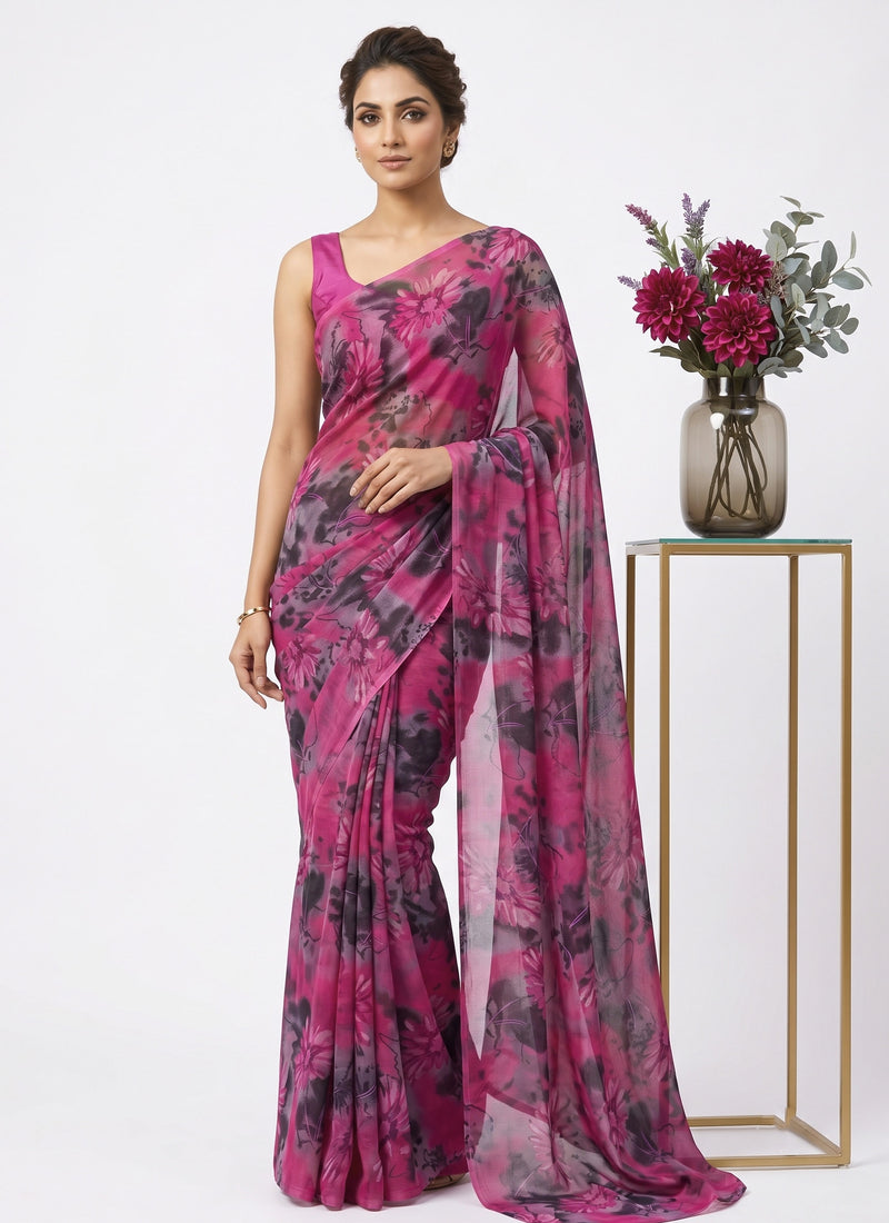 Latest Beautiful Garden Vareli Nara Chiffon Saree without Blouse