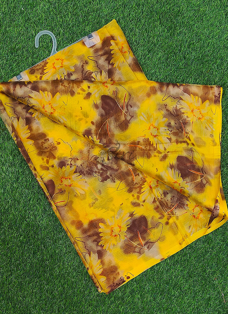 Latest Beautiful Garden Vareli Nara Chiffon Saree without Blouse
