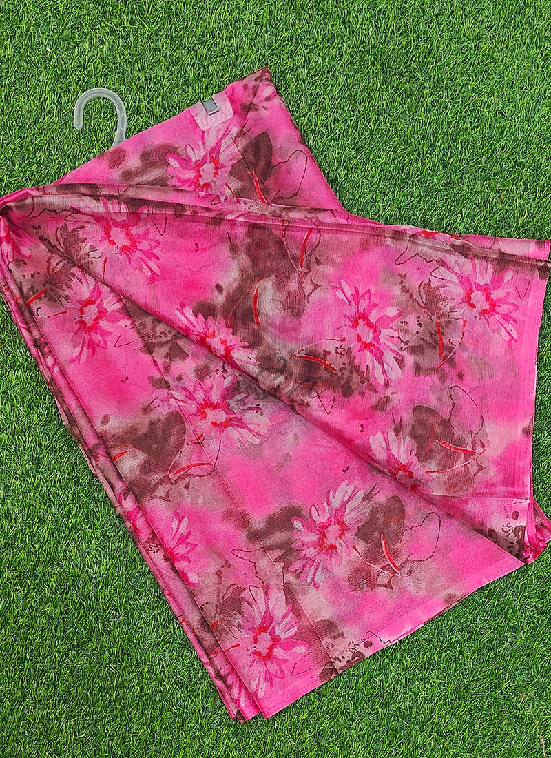 Latest Beautiful Garden Vareli Nara Chiffon Saree without Blouse