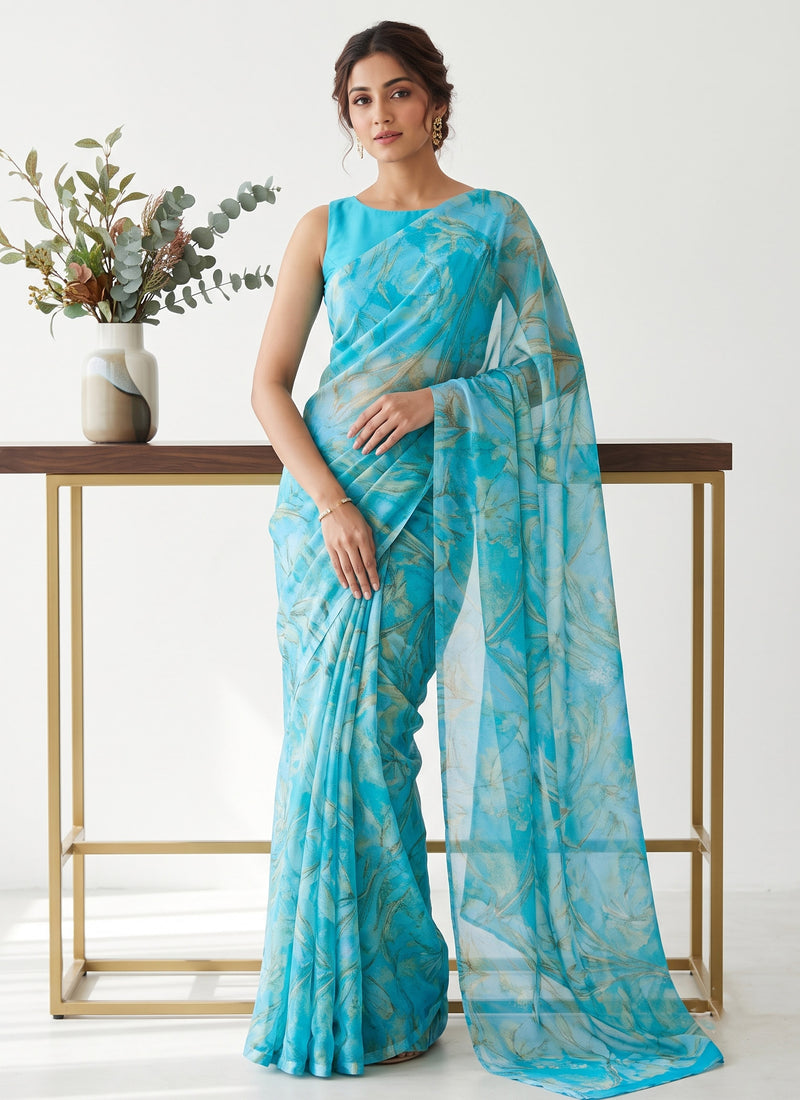 Latest Beautiful Garden Vareli Nara Chiffon Saree without Blouse