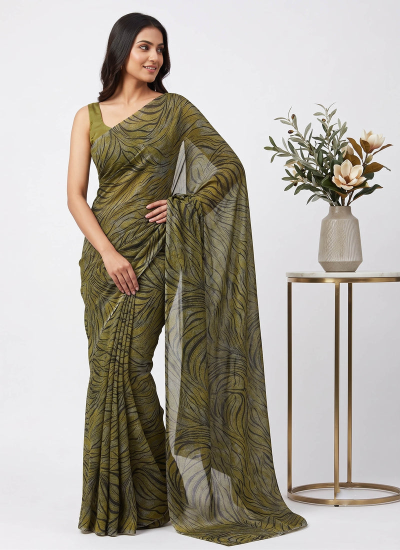 Latest Beautiful Garden Vareli Nara Chiffon Saree without Blouse