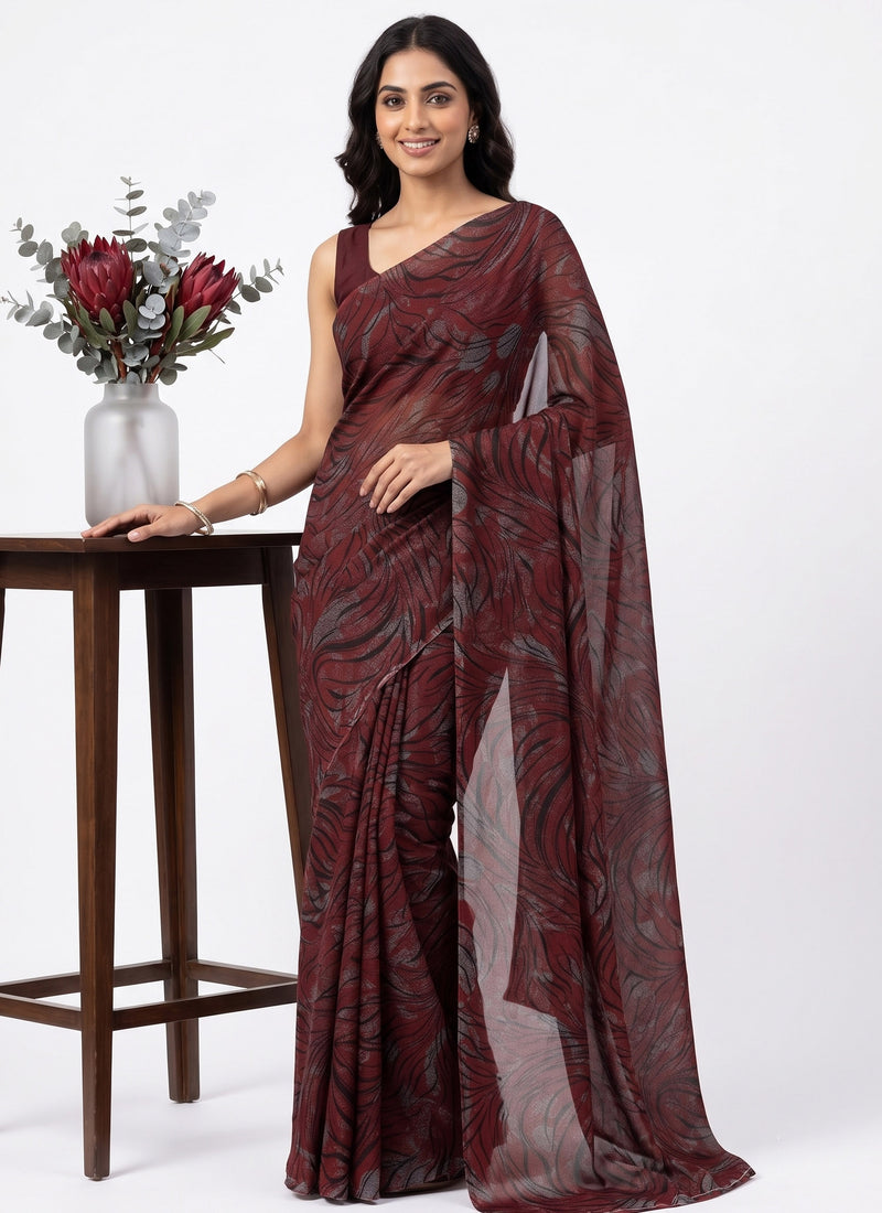 Latest Beautiful Garden Vareli Nara Chiffon Saree without Blouse
