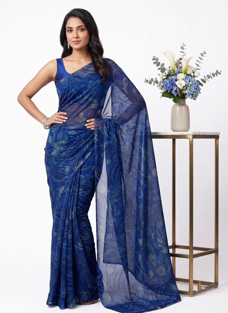 Latest Beautiful Garden Vareli Nara Chiffon Saree without Blouse