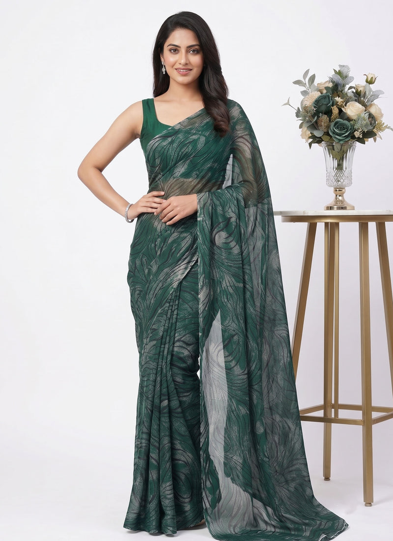 Latest Beautiful Garden Vareli Nara Chiffon Saree without Blouse
