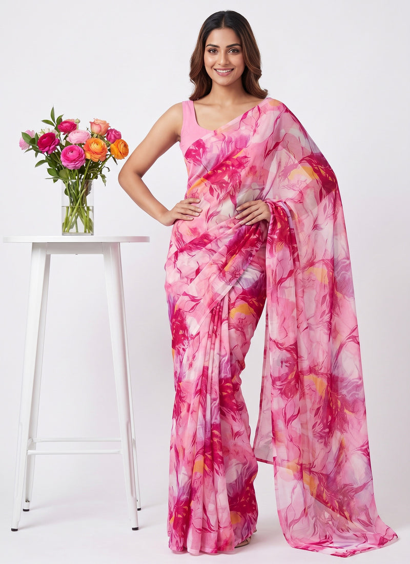 Latest Beautiful Garden Vareli Nara Chiffon Saree without Blouse