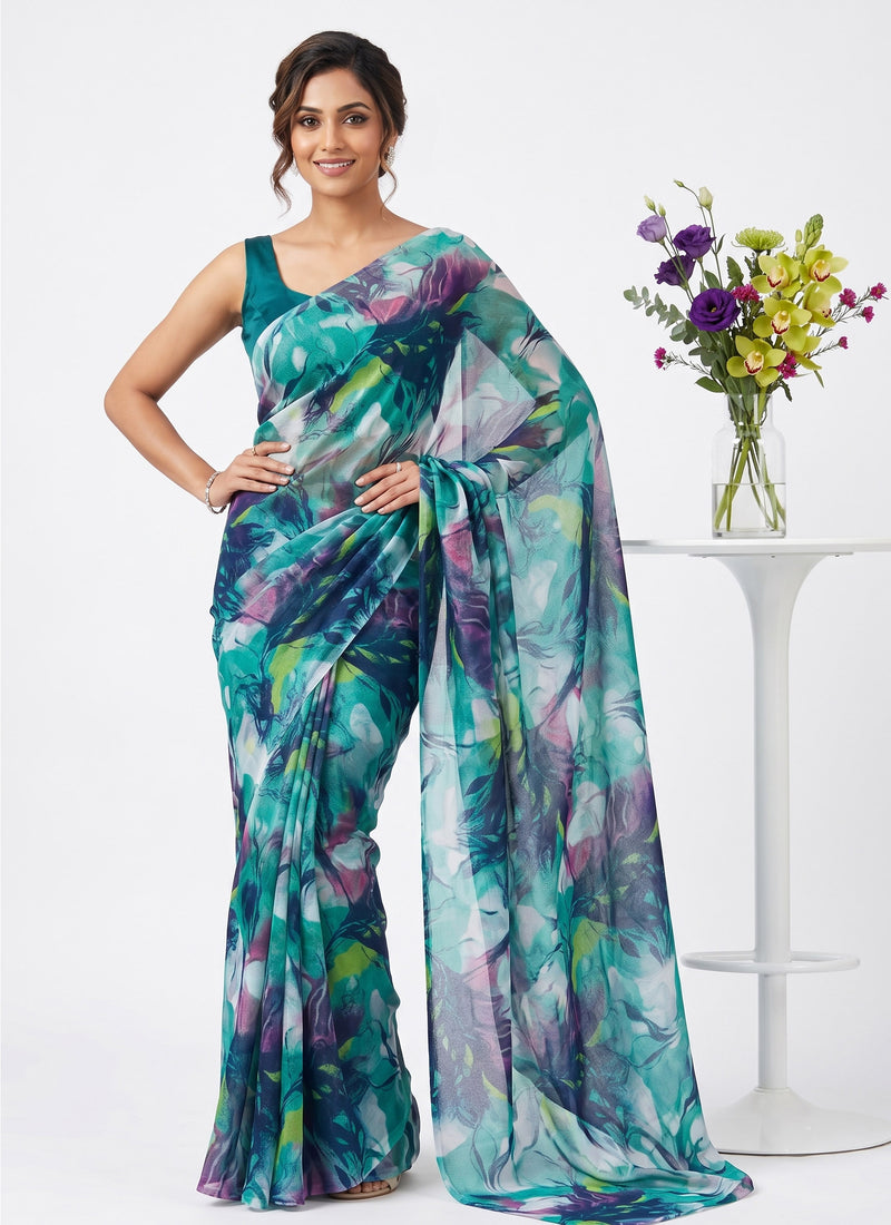Latest Beautiful Garden Vareli Nara Chiffon Saree without Blouse