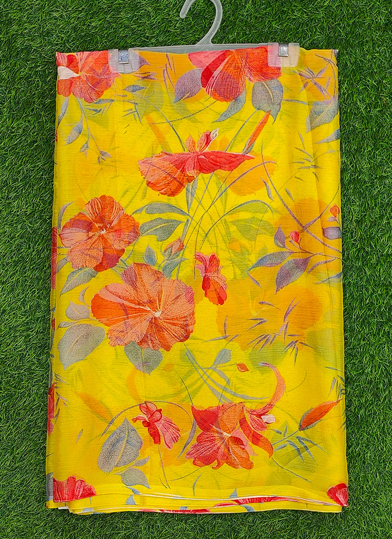 Latest Beautiful Garden Vareli Nara Chiffon Saree without Blouse
