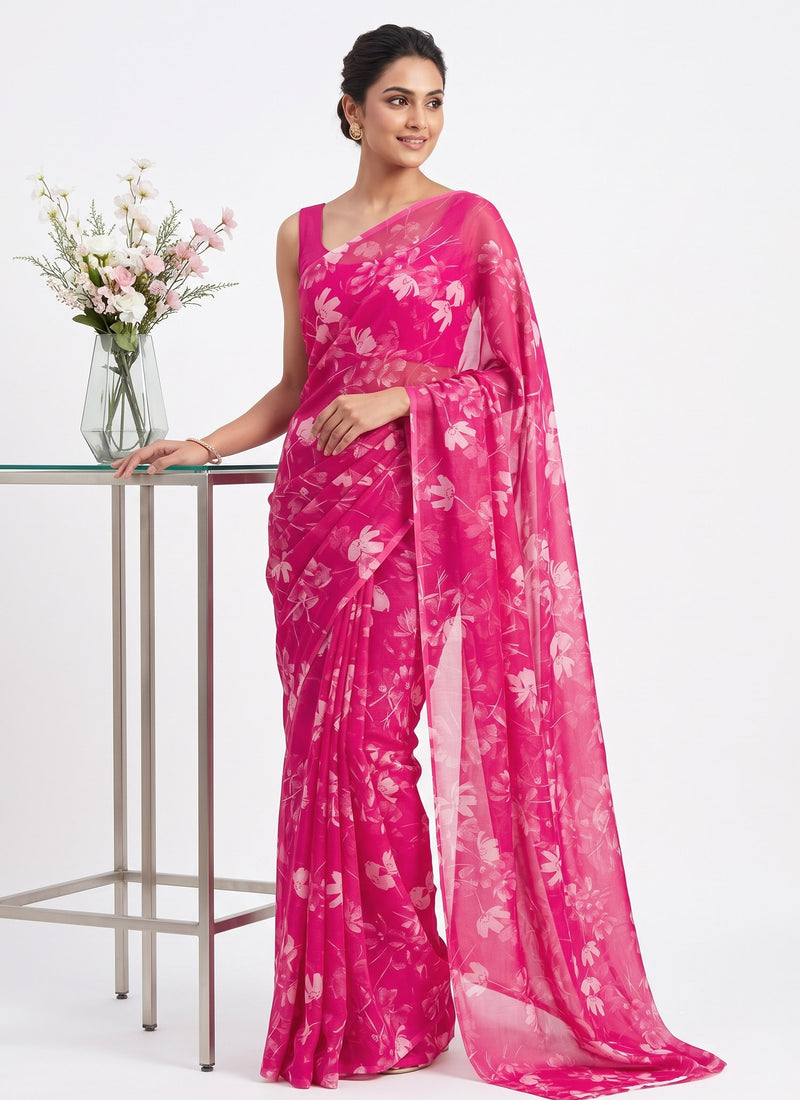 Latest Beautiful Garden Vareli Nara Chiffon Saree without Blouse
