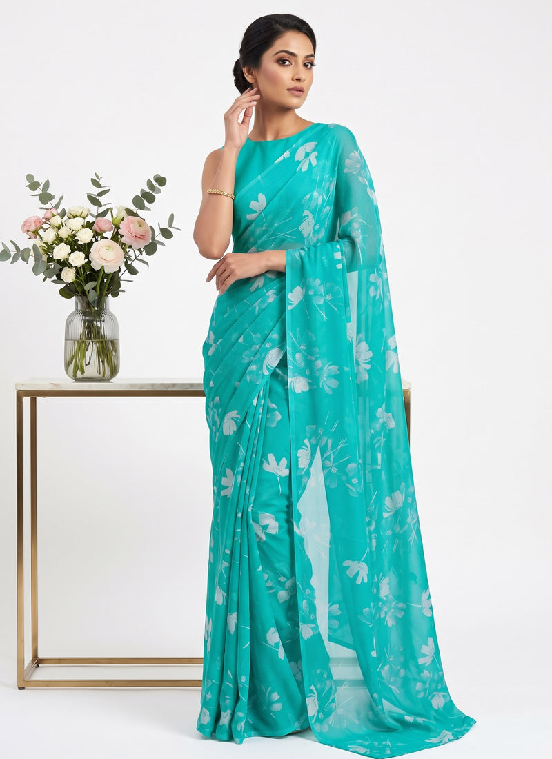 Latest Beautiful Garden Vareli Nara Chiffon Saree without Blouse