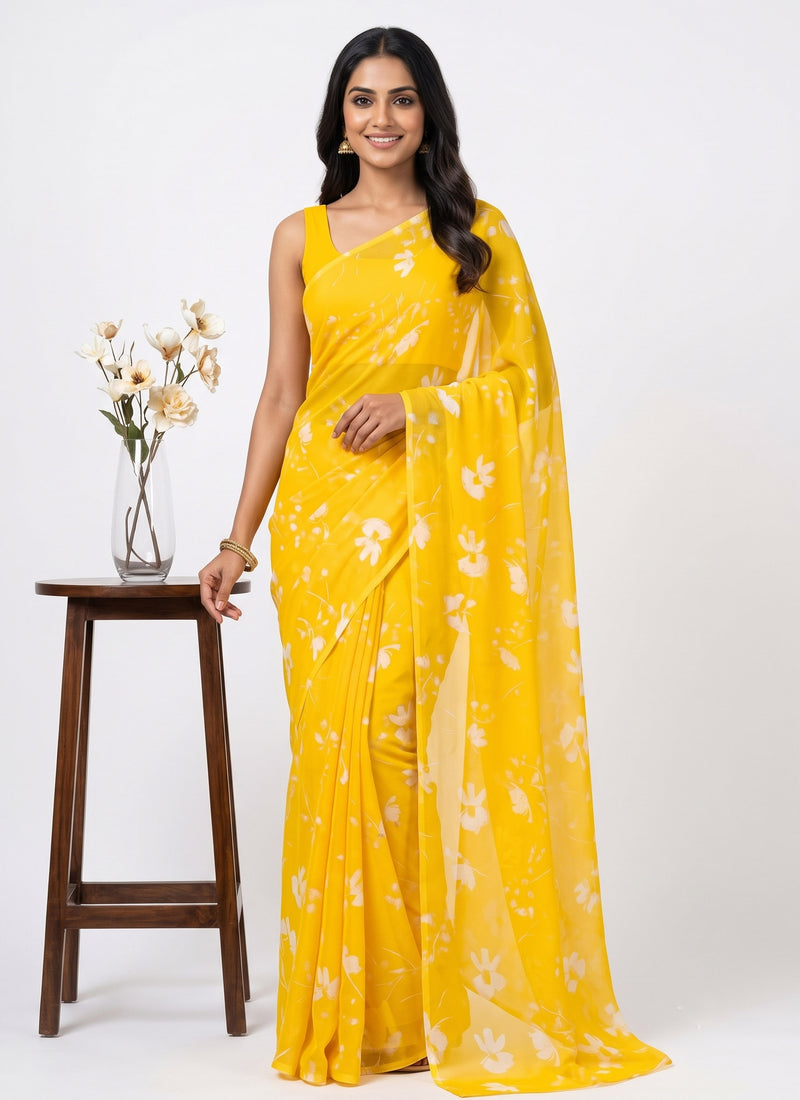 Latest Beautiful Garden Vareli Nara Chiffon Saree without Blouse
