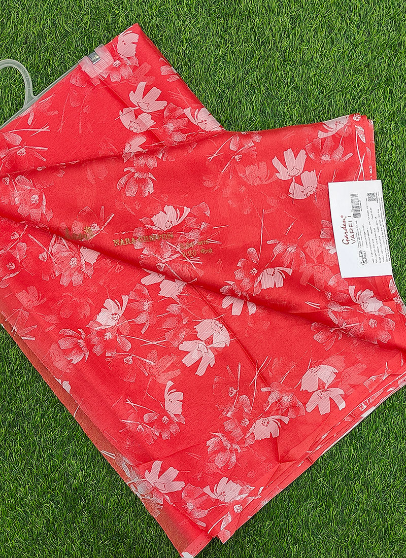 Latest Beautiful Garden Vareli Nara Chiffon Saree without Blouse