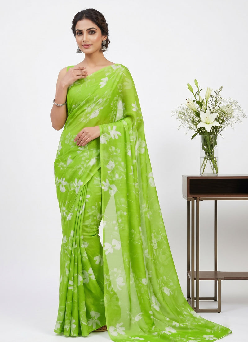 Latest Beautiful Garden Vareli Nara Chiffon Saree without Blouse