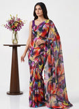 Latest Beautiful Garden Vareli Nara Chiffon Saree without Blouse