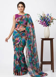 Latest Beautiful Garden Vareli Nara Chiffon Saree without Blouse