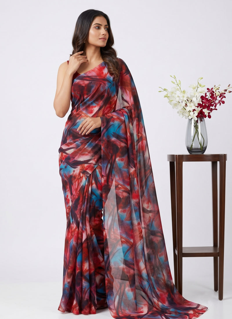 Latest Beautiful Garden Vareli Nara Chiffon Saree without Blouse