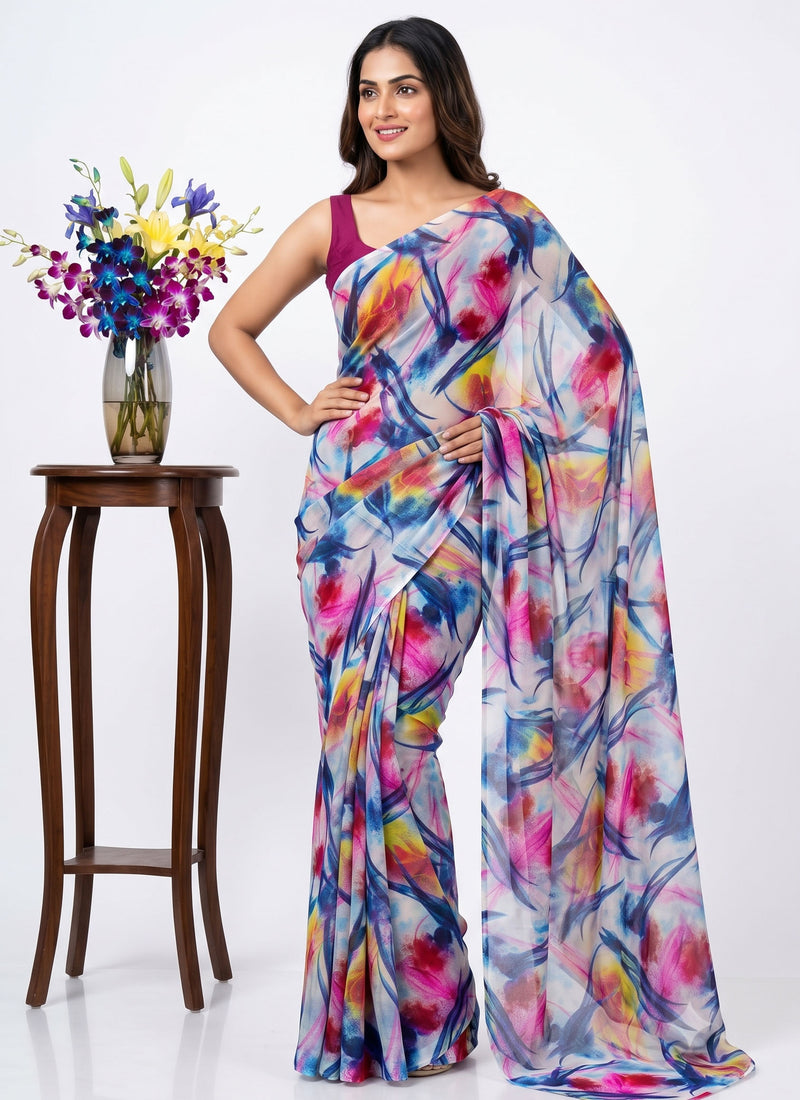 Latest Beautiful Garden Vareli Nara Chiffon Saree without Blouse