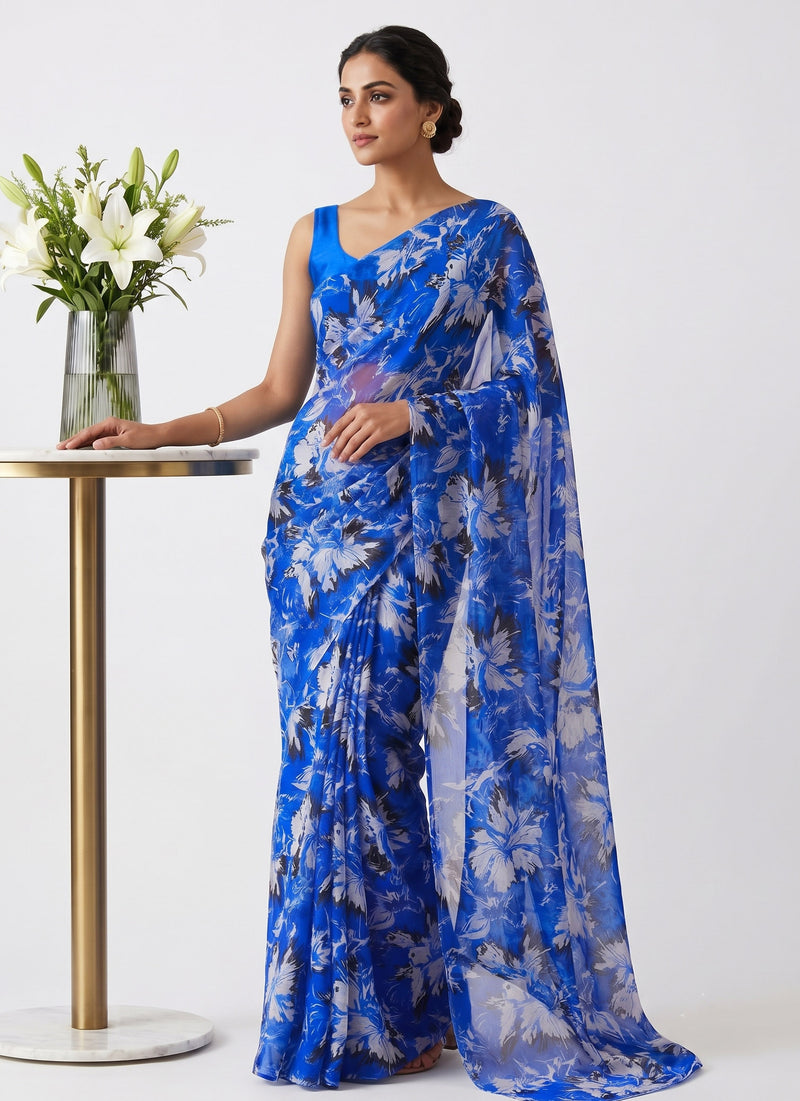 Latest Beautiful Garden Vareli Nara Chiffon Saree without Blouse