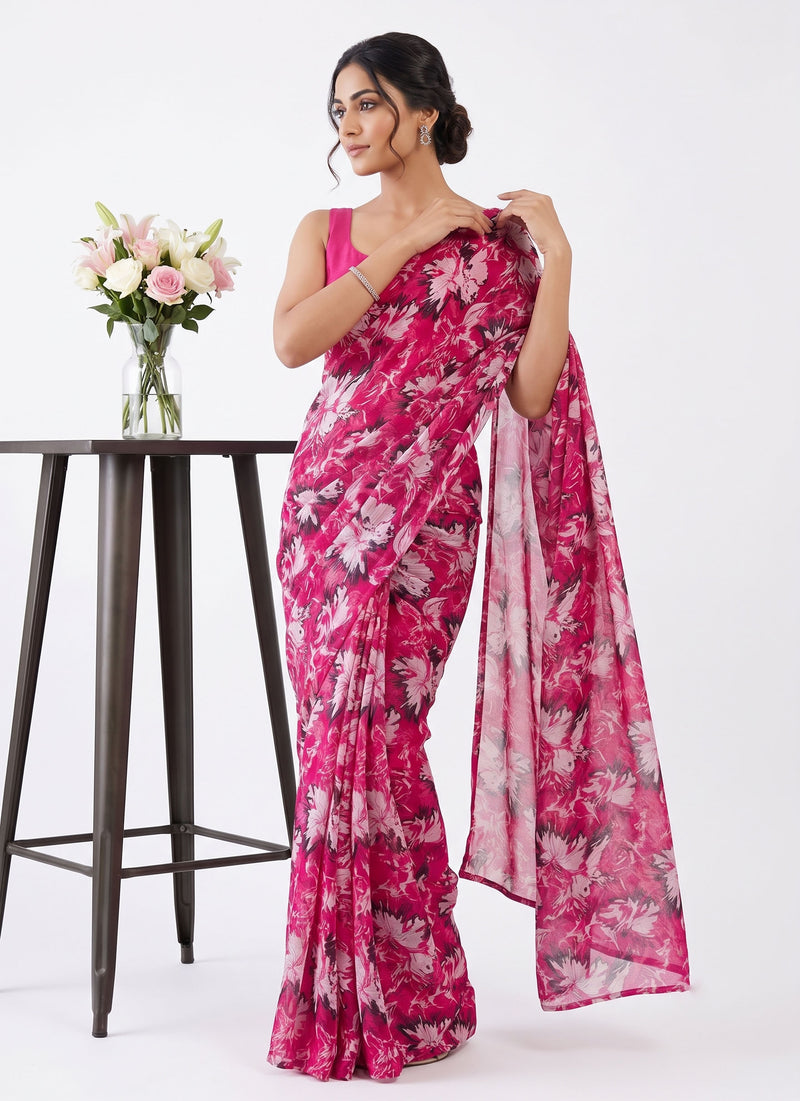 Latest Beautiful Garden Vareli Nara Chiffon Saree without Blouse