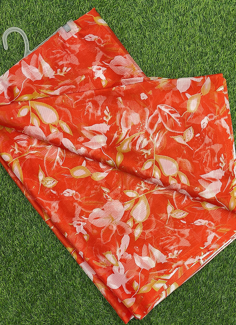 Latest Beautiful Garden Vareli Nara Chiffon Saree without Blouse