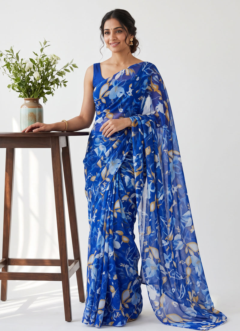 Latest Beautiful Garden Vareli Nara Chiffon Saree without Blouse