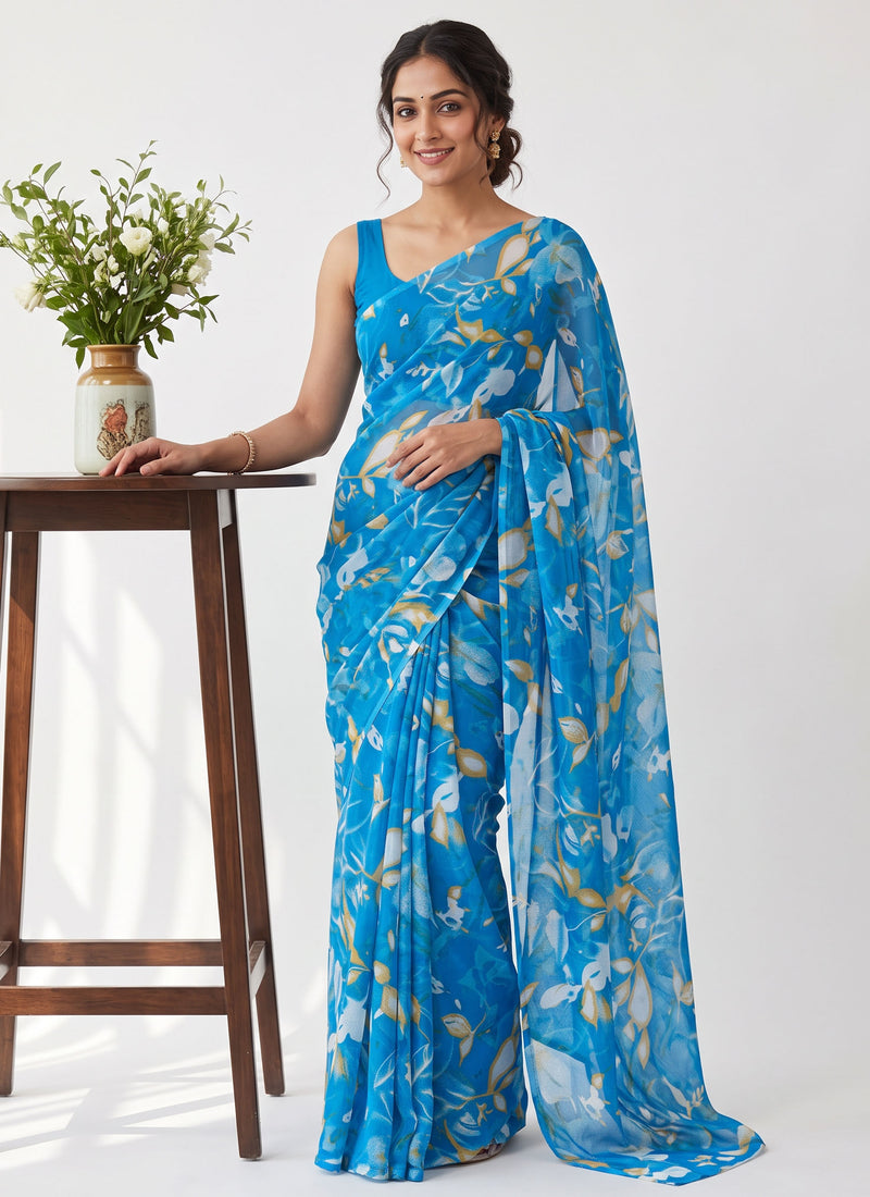 Latest Beautiful Garden Vareli Nara Chiffon Saree without Blouse