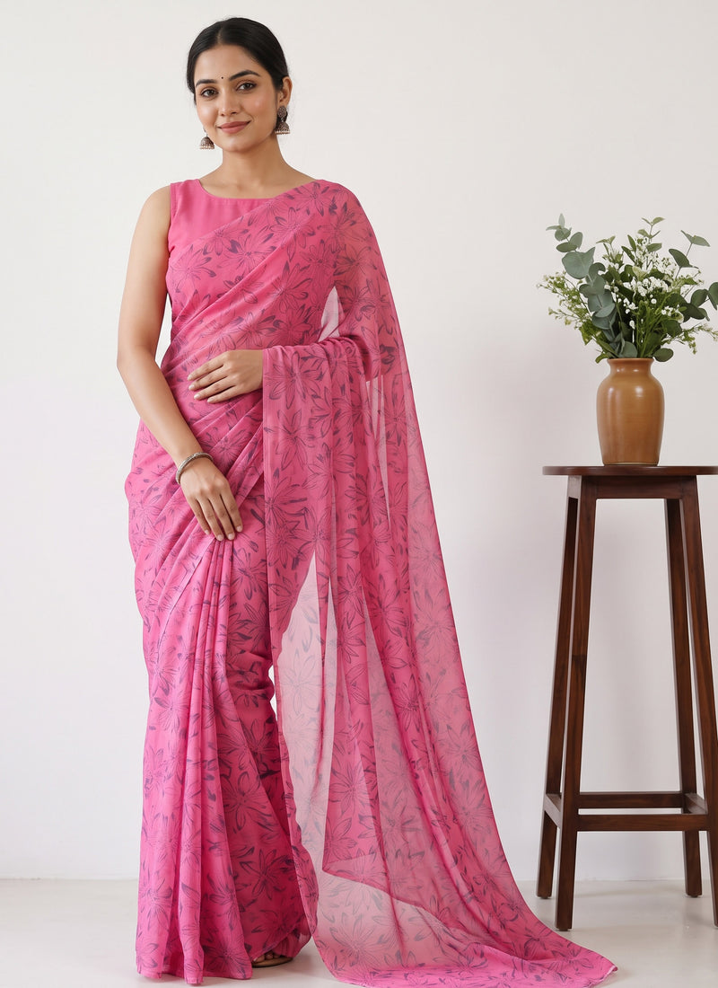 Latest Beautiful Garden Vareli Nara Chiffon Saree without Blouse