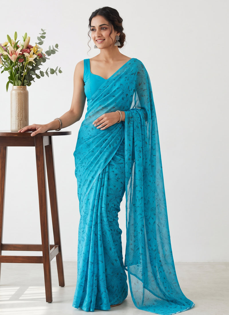 Latest Beautiful Garden Vareli Nara Chiffon Saree without Blouse