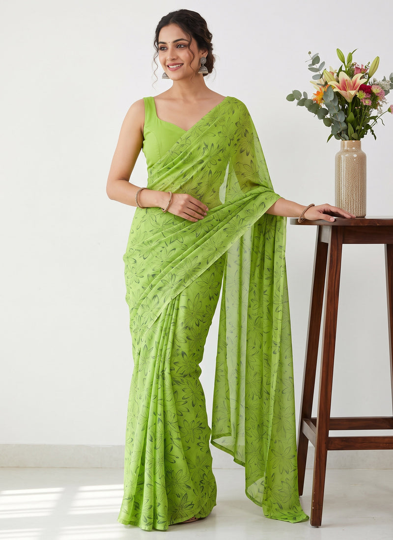Latest Beautiful Garden Vareli Nara Chiffon Saree without Blouse