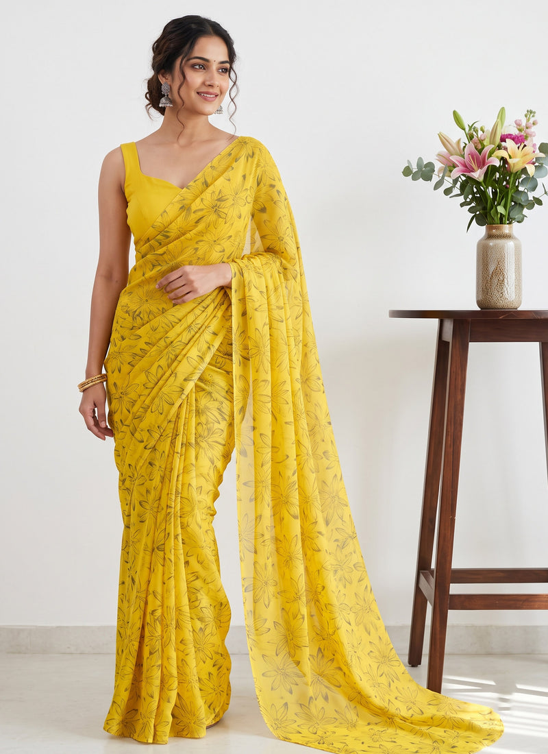 Latest Beautiful Garden Vareli Nara Chiffon Saree without Blouse