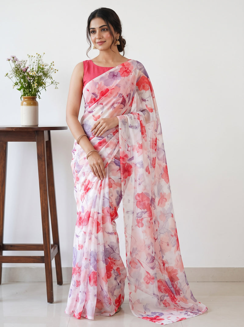 Latest Beautiful Garden Vareli Nara Chiffon Saree without Blouse