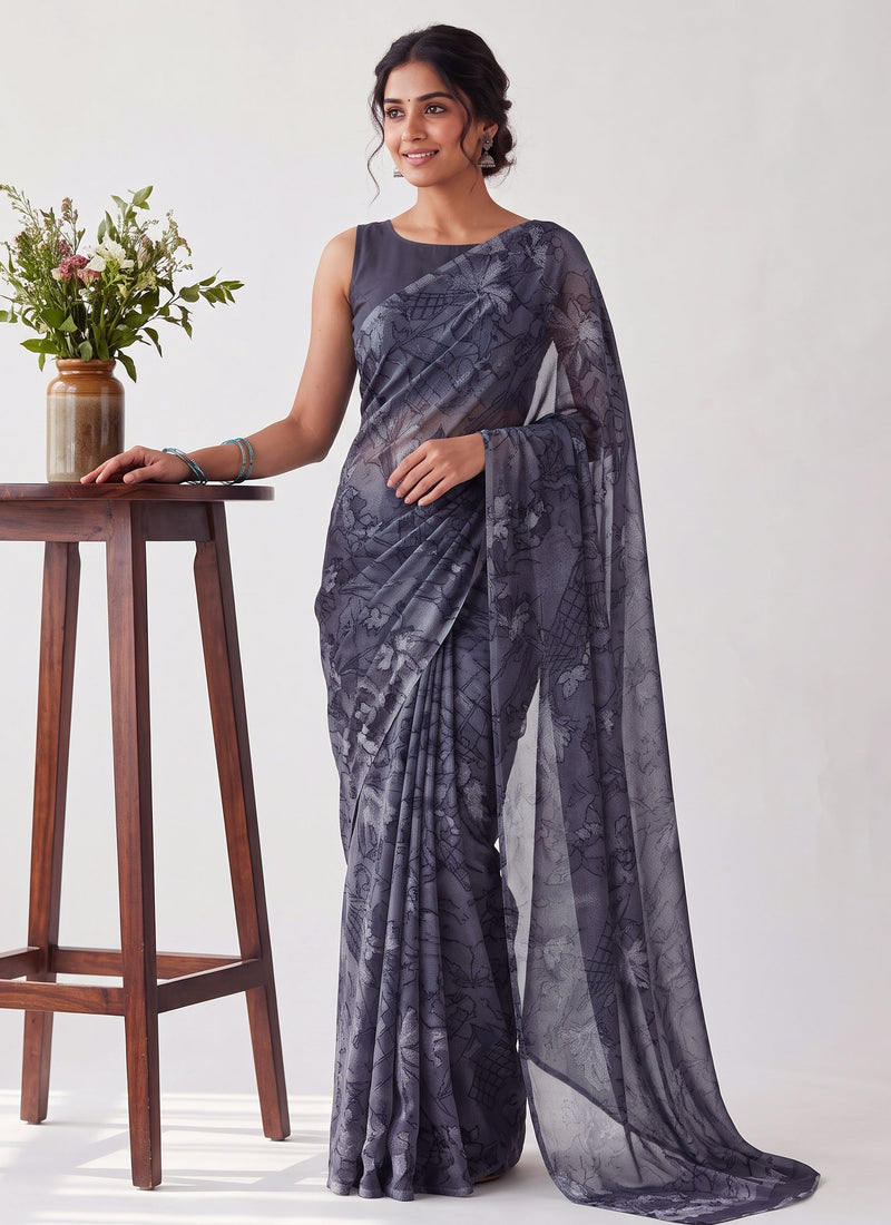 Latest Beautiful Garden Vareli Nara Chiffon Saree without Blouse