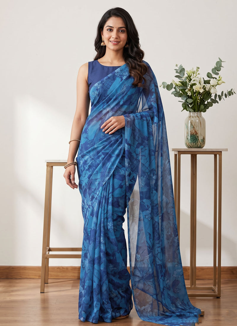 Latest Beautiful Garden Vareli Nara Chiffon Saree without Blouse
