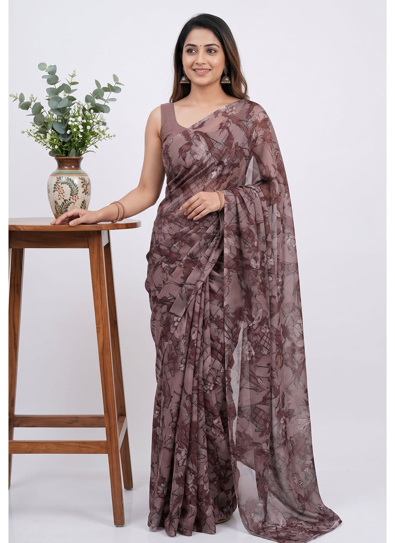 Latest Beautiful Garden Vareli Nara Chiffon Saree without Blouse