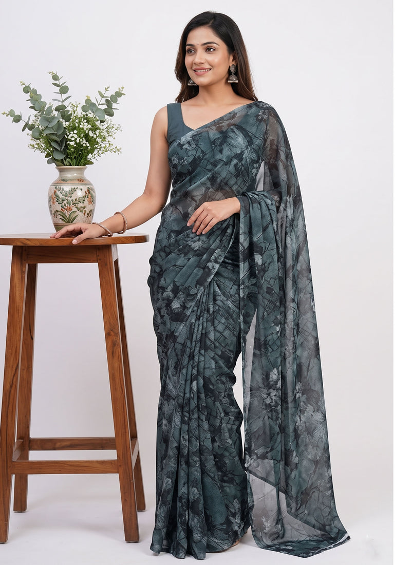 Latest Beautiful Garden Vareli Nara Chiffon Saree without Blouse
