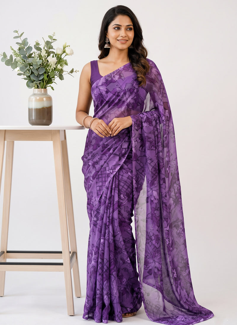 Latest Beautiful Garden Vareli Nara Chiffon Saree without Blouse