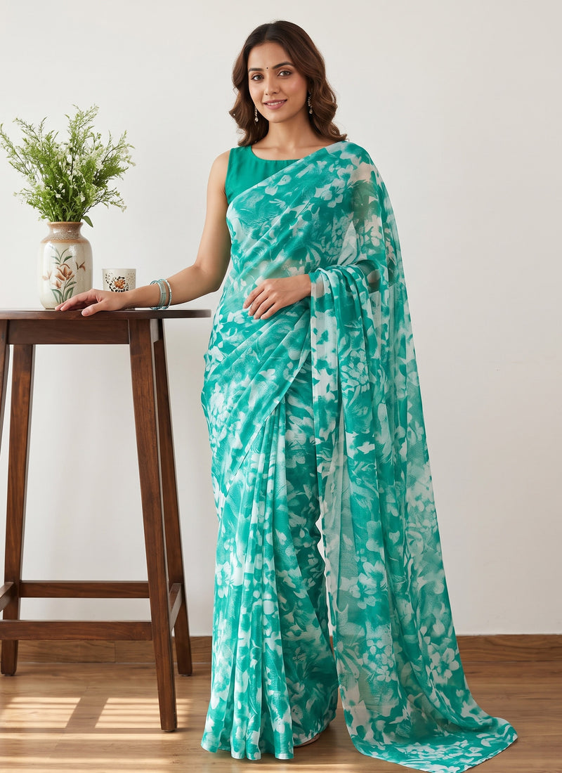 Latest Beautiful Garden Vareli Nara Chiffon Saree without Blouse